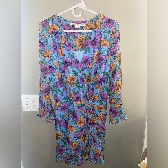 Veronica Beard Sean Floral Ruffle Silk Dress Size 4 - Picture 6 of 8